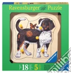 Baby puzzle in legno 5 pz - cagnolino e farfalla puzzle